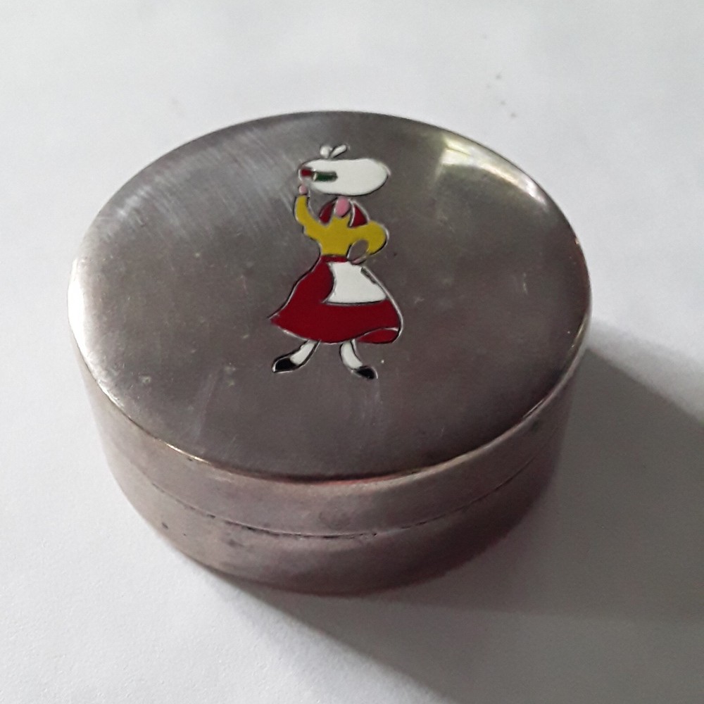 Antique German Enamel Sterling Silver Box with Hallmarks