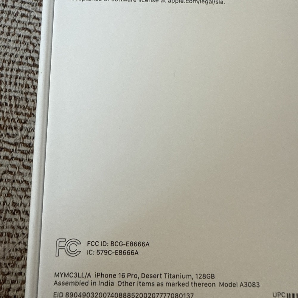 iPhone 16 Pro Desert Titanium 125 Gb - Empty Box Only