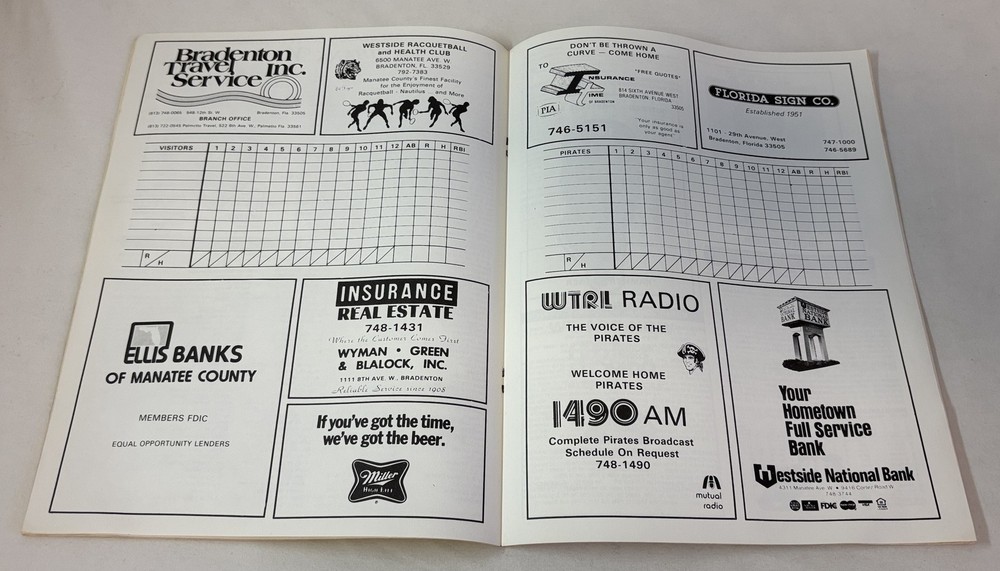 1981 PITTSBURGH PIRATES Spring Training Program And Scorecard