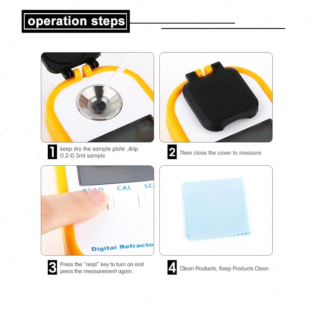 Digital Handheld Sugar Refractometer with Measuring Temperature Accuracy ±0.9℉