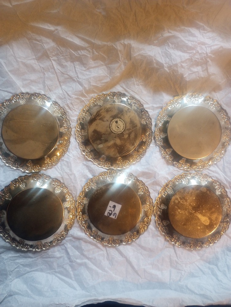 Vintage Studio Silversmiths Set Of 6 Silver Plated Beverage Coasters