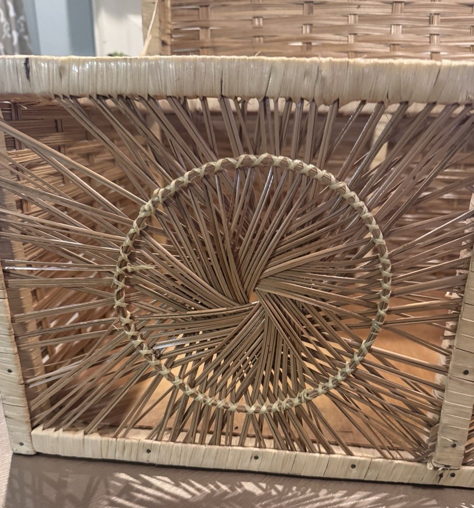 Wicker Rattan Sunburst Storage Chest Split Reed Large