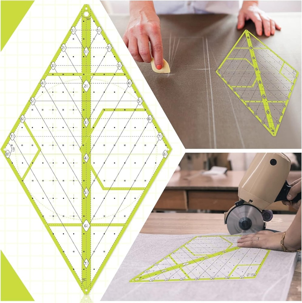 60 Degree Diamond Ruler Acrylic Patch Templates 60 Degree Triangle Ruler for ...