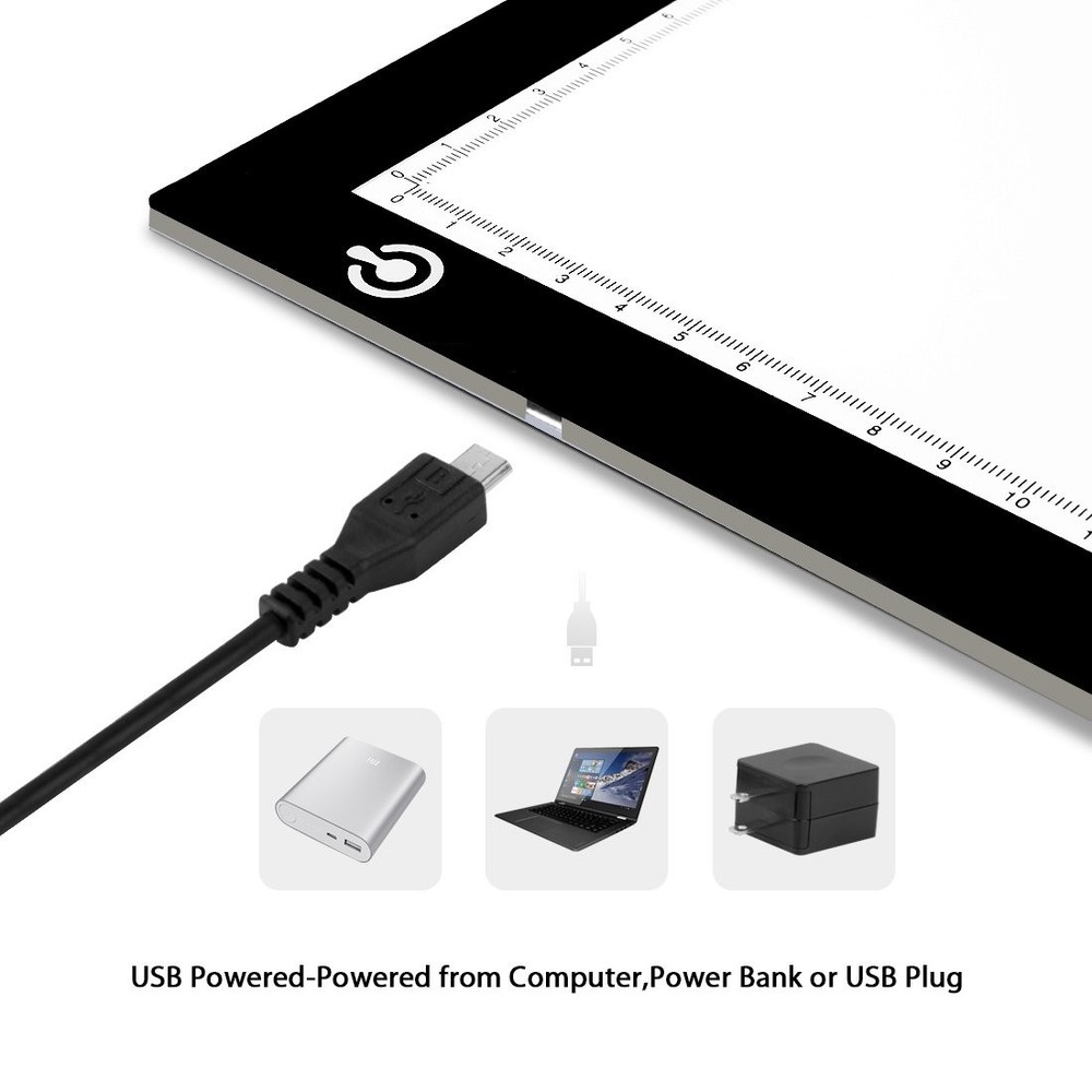 A4 LED Copy Board Light Tracing Box, Ultra-Thin Adjustable USB Power Artcraft...