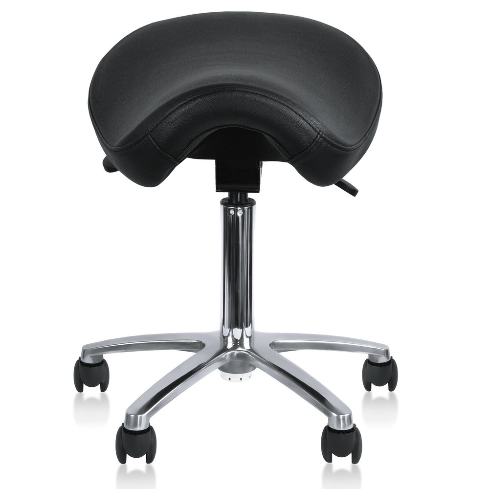 Adjustable Back Less Ergonomic Rolling Saddle Stool Chair with Tilting Seat