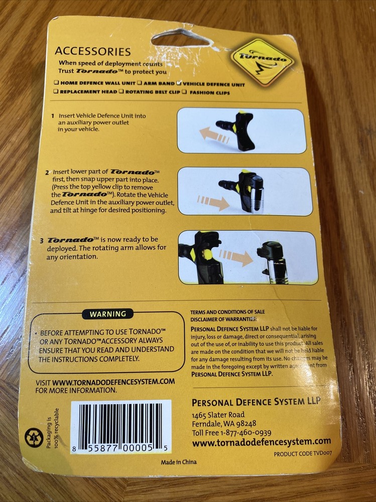 TORNADO PERSONAL DEFENCE SYSTEMS VEHICLE DEFENCE UNIT KEEPS TORNADO ACCESSIBLE