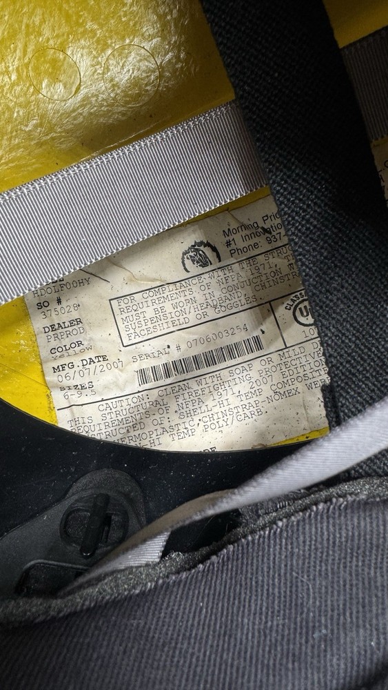 Morning Pride Firefighters Helmet With Shield Yellow Pre Owned