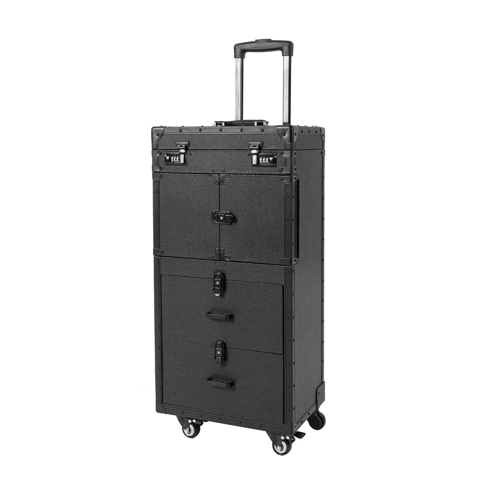 Floor Standing Rolling Makeup Case Cosmetic Trolley Makeup Storage Organizer Box