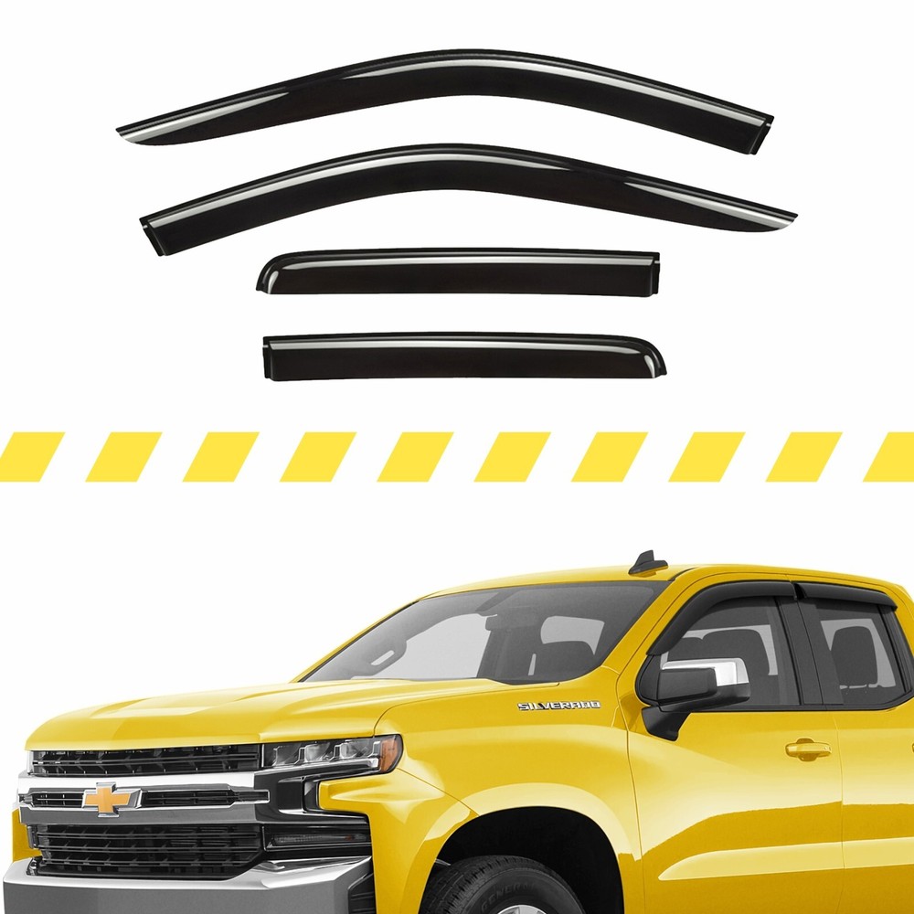 Sun Rain Visors Wind Rain Guards for 2019-2024 Chevy Silverado Double Cab