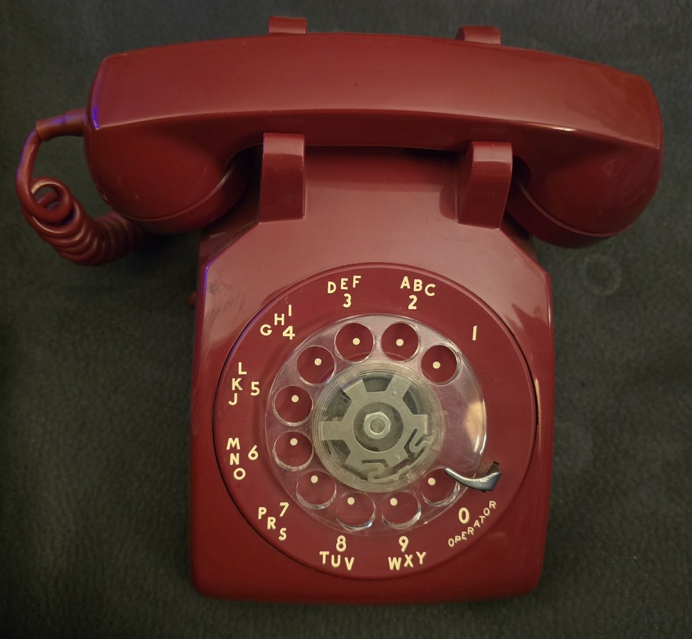 Vintage Bell System Red Rotary Telephone