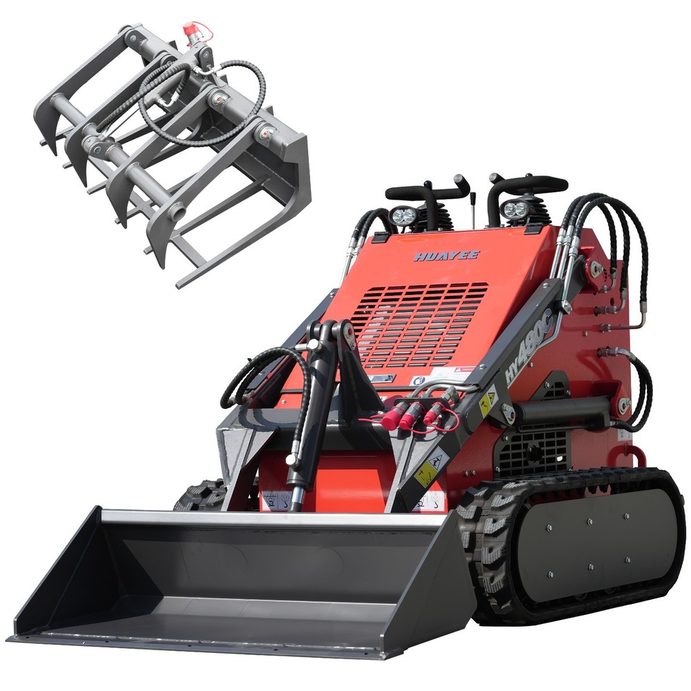 HY480C+Grapple FREE SHIP/unloading Mini Skid Steer Loader with 23HP EPA Engine