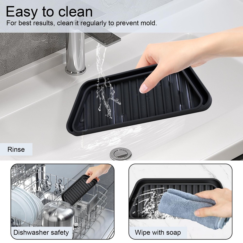 KindGa Refrigerator Drip Catcher 2 pack Rectangular Black, Black