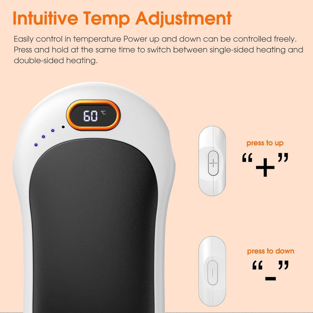 Hand Warmers Rechargeable,2 Pack Double Sided Heating Warmer That Surrounds Warm