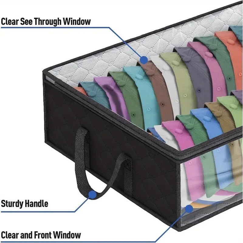 2PC Foldable Hat Organizer Bags – Large Capacity, Hanging Closet Storage