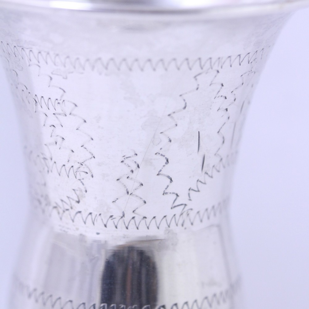 Antique Sterling Silver Kiddush Cup Hand Etched Monogrammed