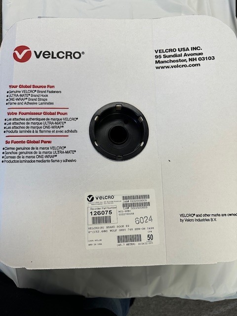 Velcro 6" Hook, Wolf Gray, 100 yrds