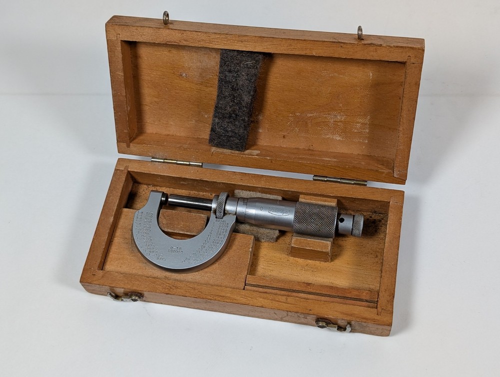 Vintage Steinmeyer Germany Micrometer In Wooden Case Model Micro S