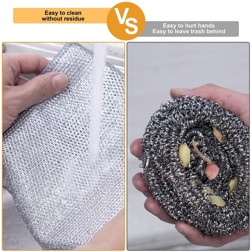 Inkhut Non Scratch Wire Dishcloth, Small, Three-layer Silver