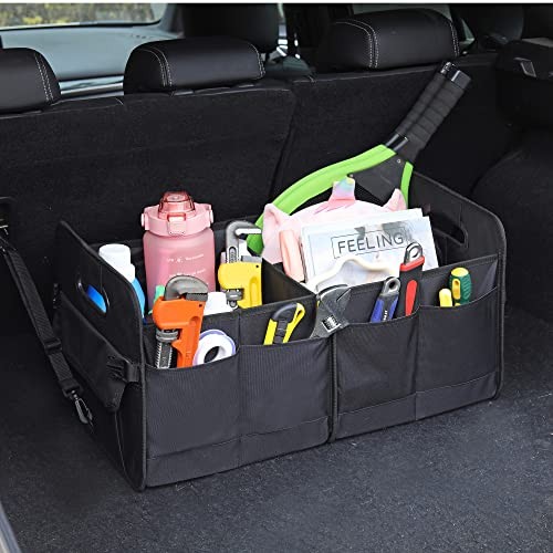 Car Trunk Organizer Car Storage Organizer Collapsible Multi Compartment black