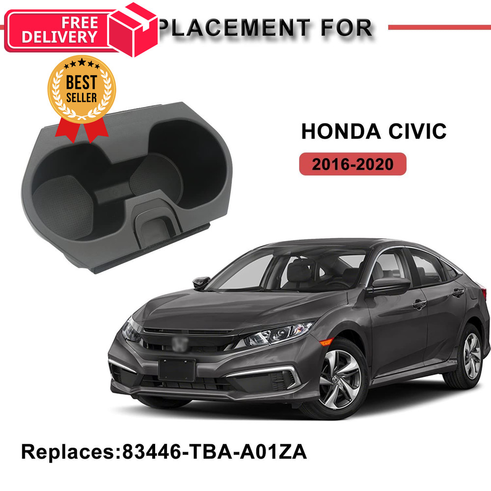 Civic Cup Holder Insert w/Coaster for Center Console Compatible red coaster