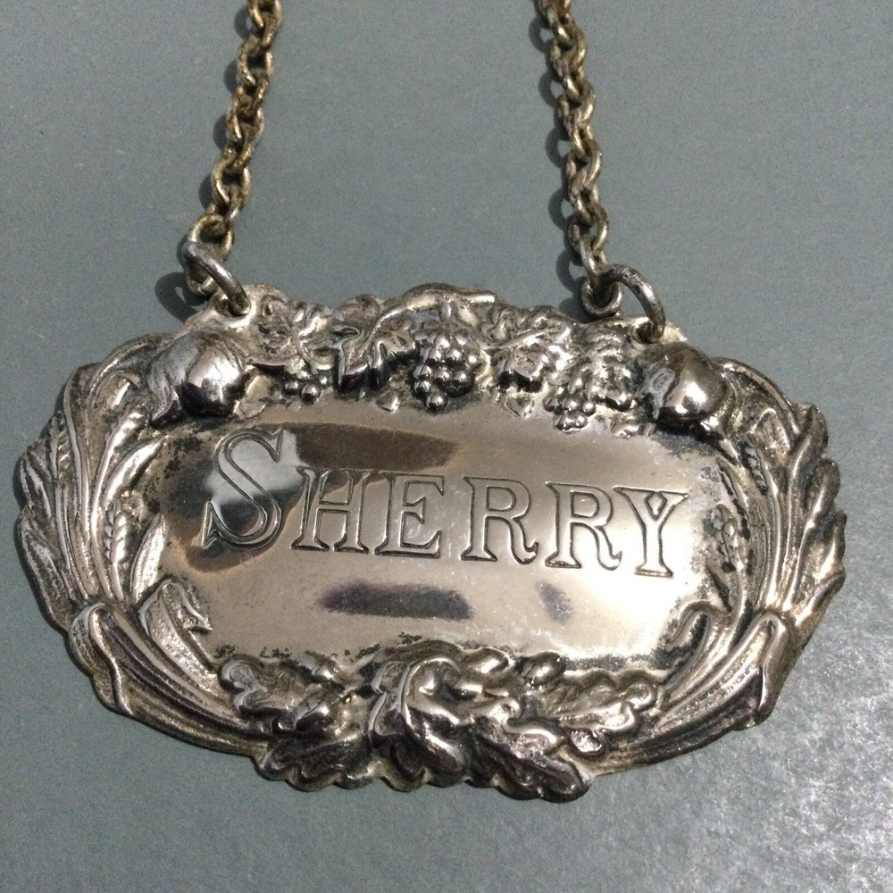 Vintage Silver Plate Decanter Label “ Sherry “