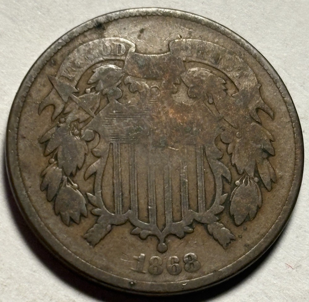 1868 Two Cent Piece — Circulated 🔥 Original Surfaces