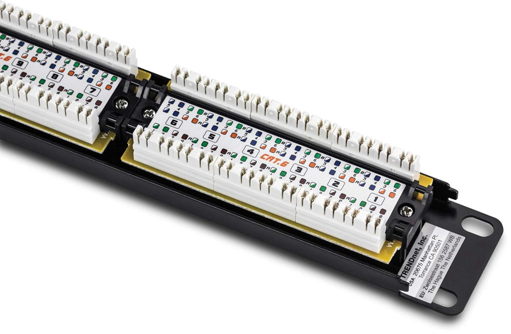 24-Port Cat6 Unshielded Patch Panel, Wallmount or Rackmount, Compatible with Cat