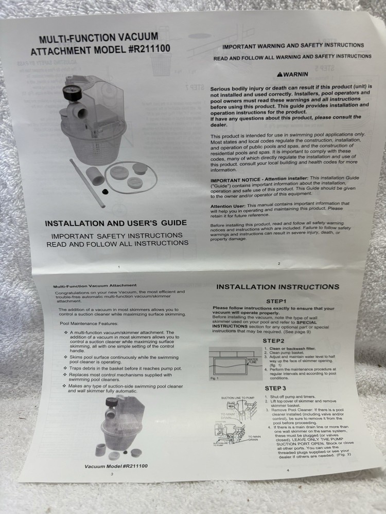 R211100 Vac-Mate Multi-Function Skimmer Attachment