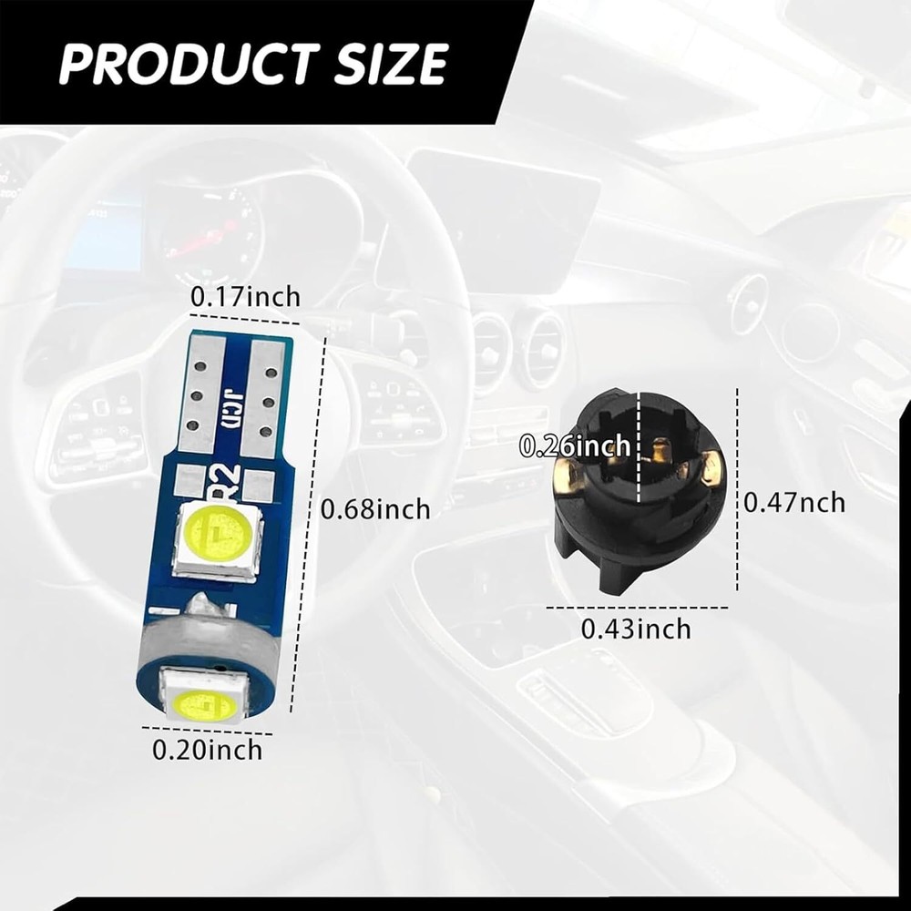 74 Led Bulb Dash Lights Super Bright, T5 37 74 LED Bulb with Twist Lock Socket P