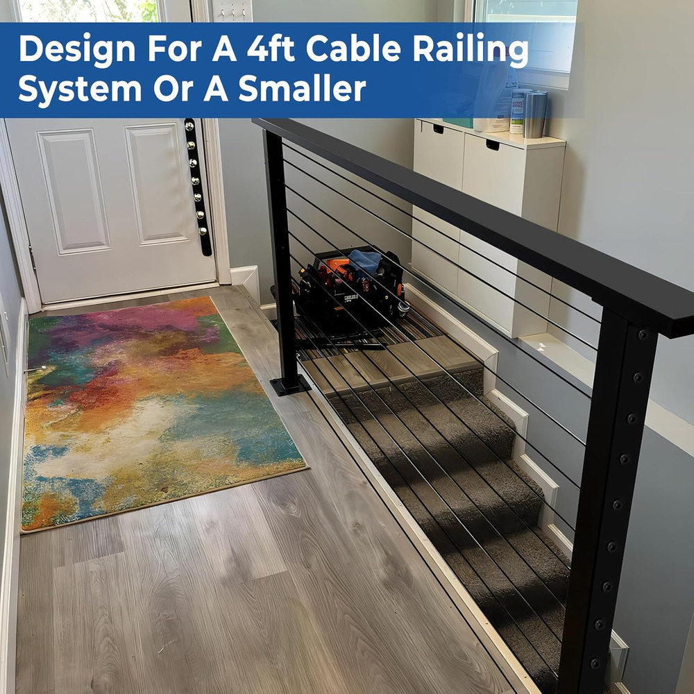 42" Deck Cable Railing System Kit with Adjustable Handrail & Stainless Steel Pos