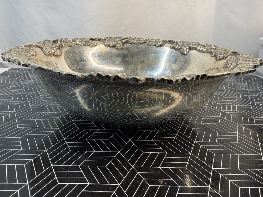 Vintage Silver Tone Grapevine Bowl - NOT SILVER -