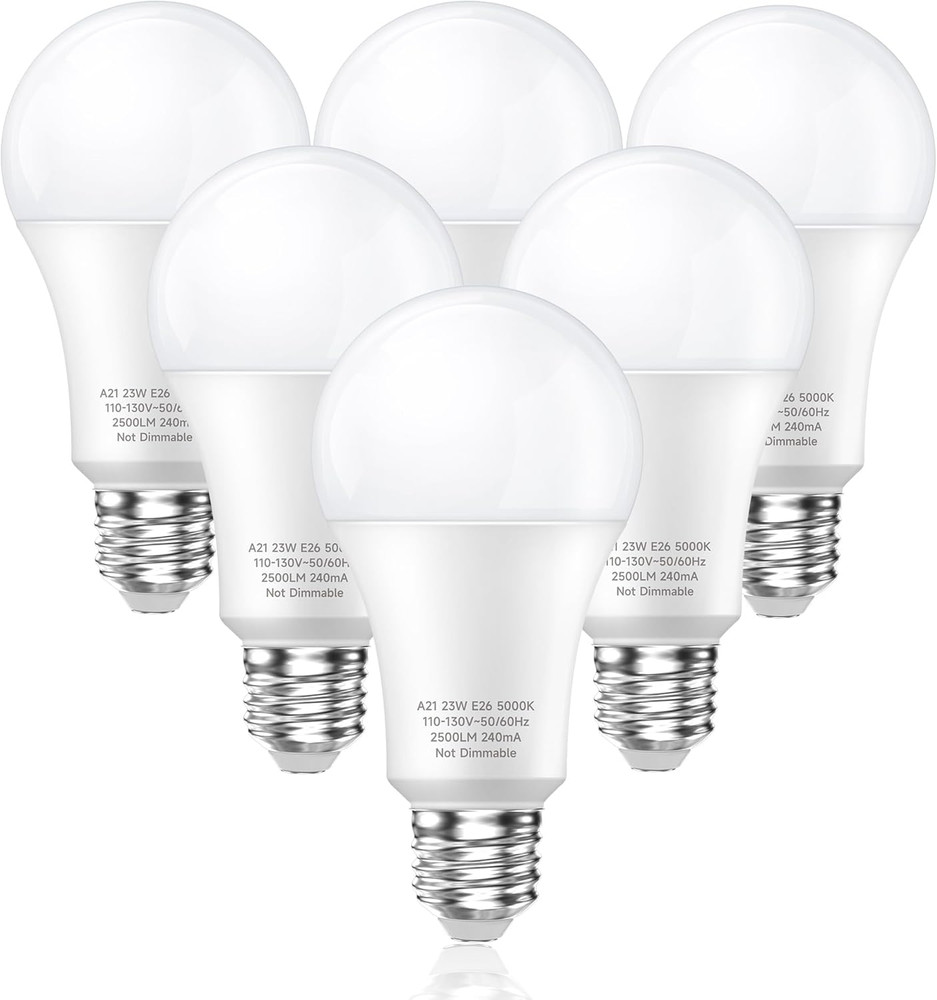 150W Equivalent LED Light Bulbs, A21 23W LED Bulbs 2500 Lumens, E26 Base, 5000K