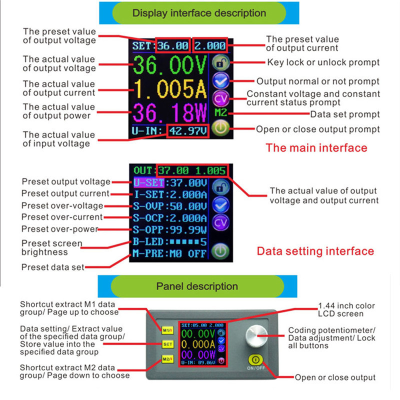 DP50V5A Digital LCD Programs Step-down Regulated Power Supply Module-