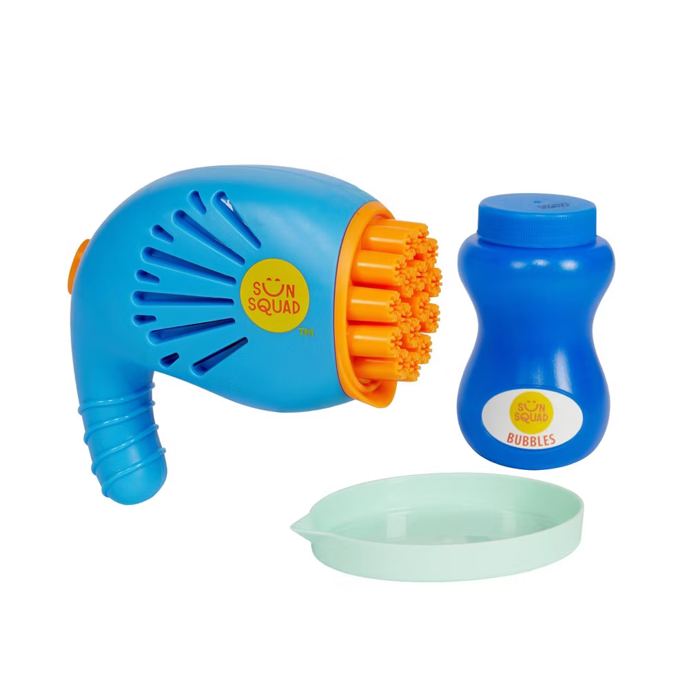 Sun Squad Mini Bubble Blaster Hand Held Blue Bubble Blower Battery Powered Kids
