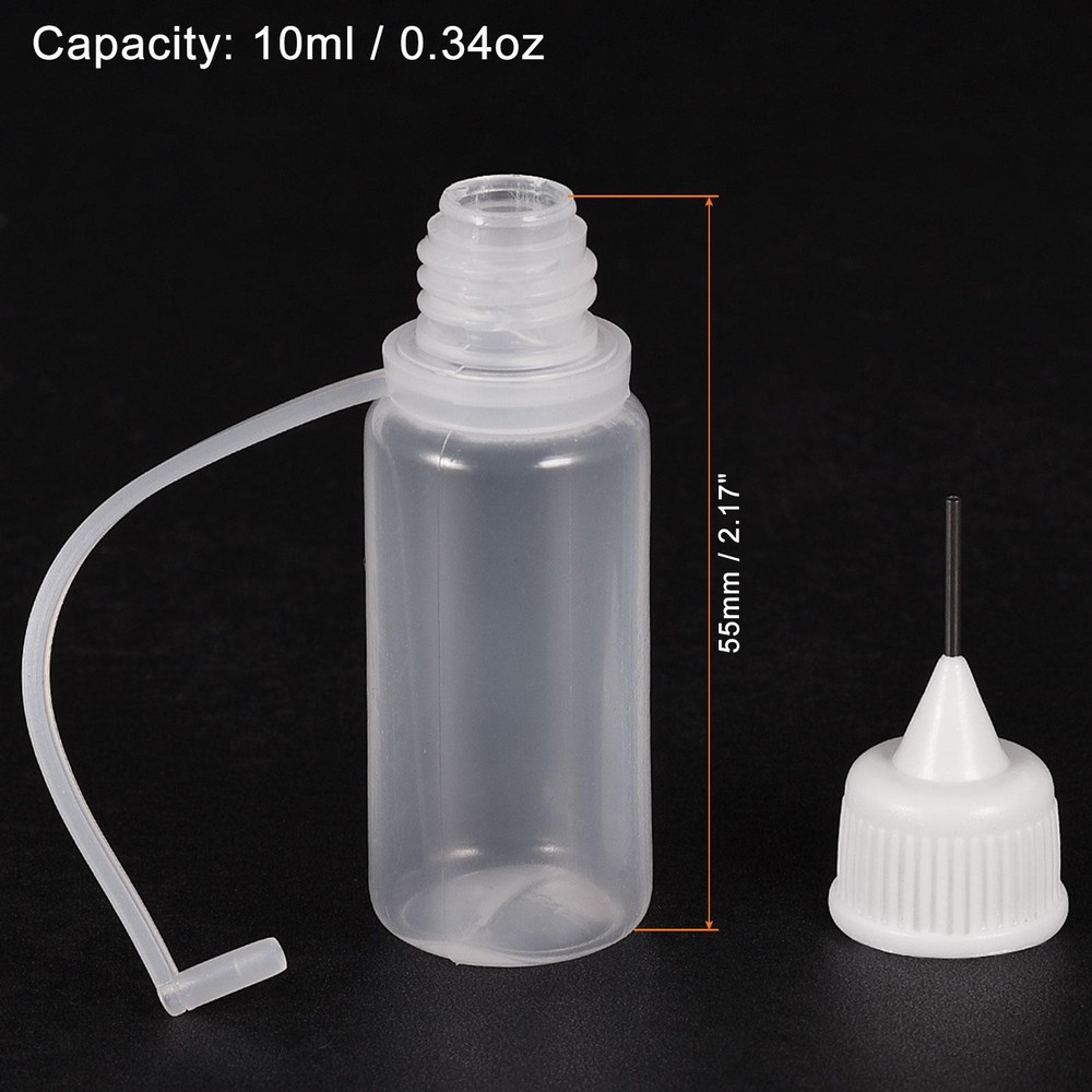 Needle Tip Bottle Precision Plastic Applicator 10ml White Hood 10pcs