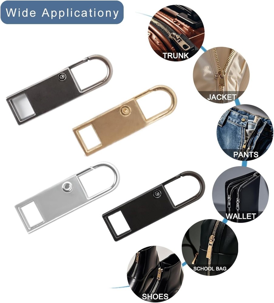 Quality Zipper Pull Set - 8 Pcs in Attractive Colors, Easy Hook Installation