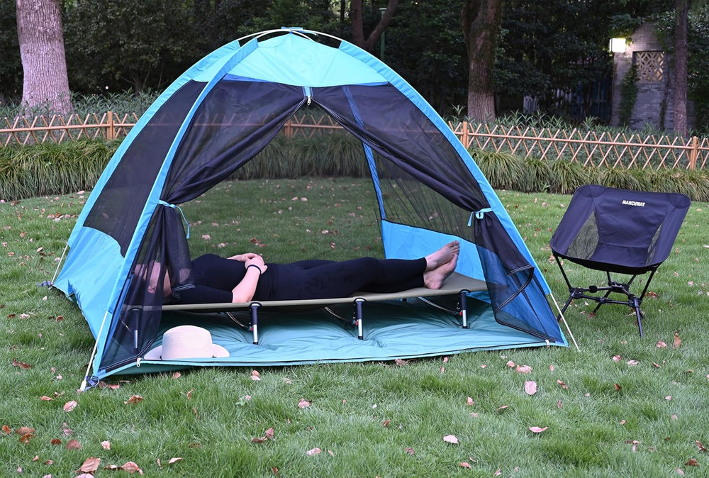 Lightweight Folding Tent Camping Cot Bed with Lever Lock, Easy Setup Portable Co