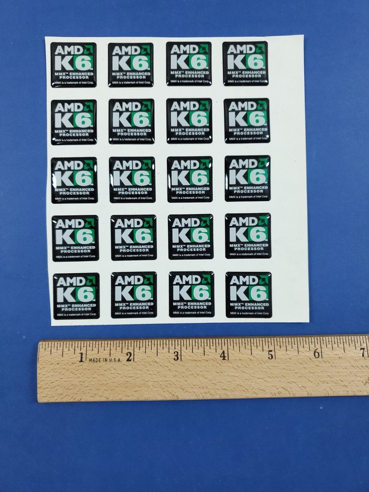 5 Vintage NOS AMD K6 CPU MMX Processor Case Badge Bubble Puffy Sticker OEM