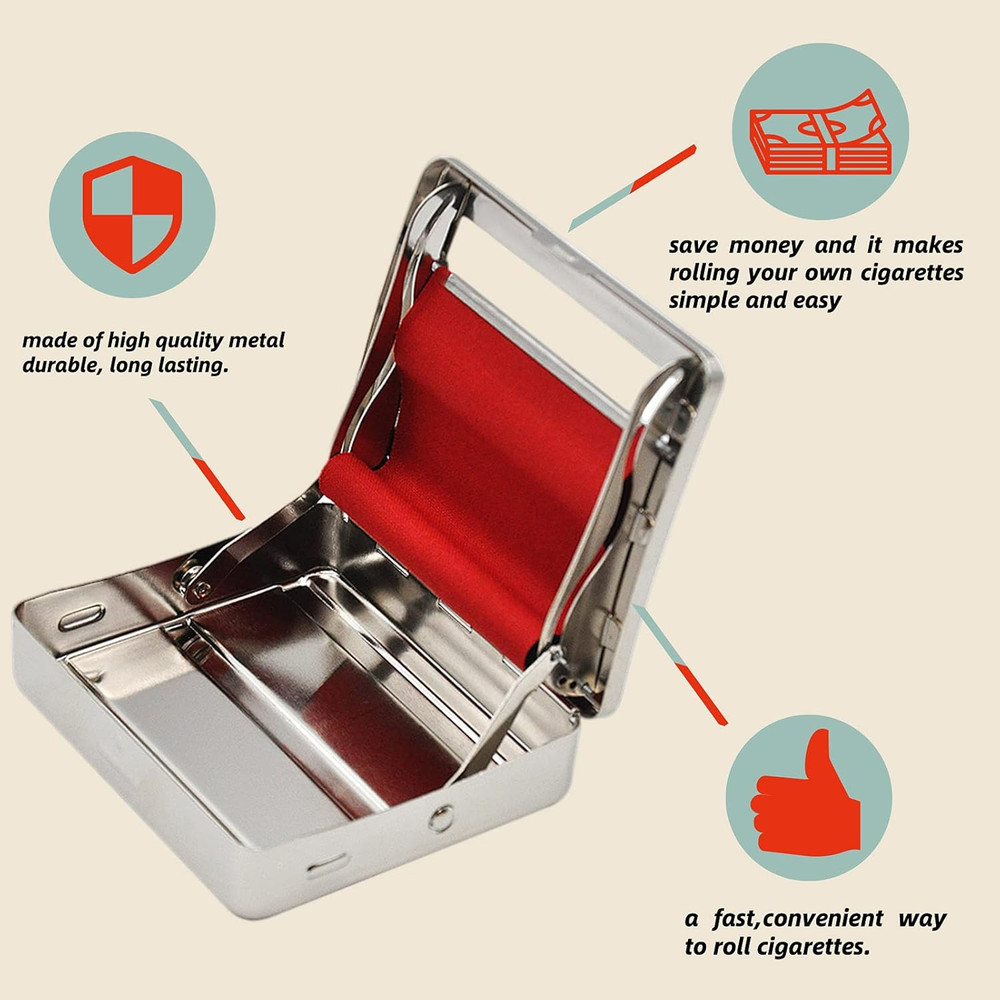 Rolling Machine Metal Red Cloth Automatic Cigarette Tobacc Roller Box & Storage