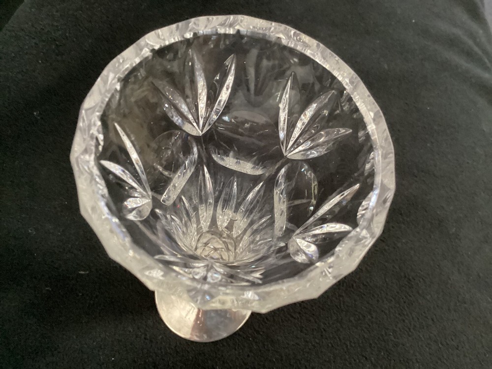 Cut Crystal Vase With Sterling Silver Base