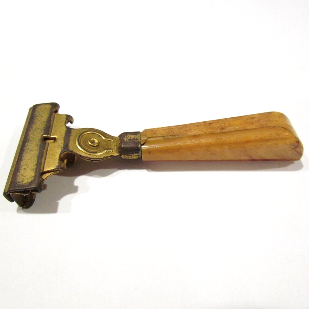 Vintage Eversharp Schick Razor Cracked Tan Handle Rusty