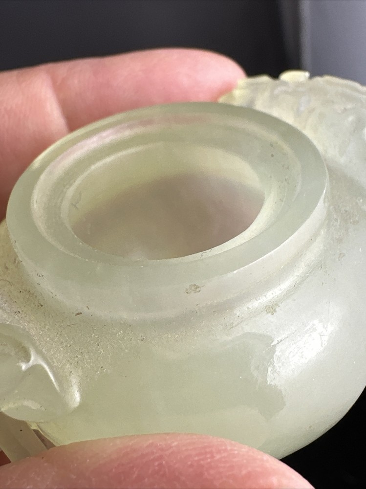 Small Old Chinese Export Hand Carved Nephrite Jade Censer
