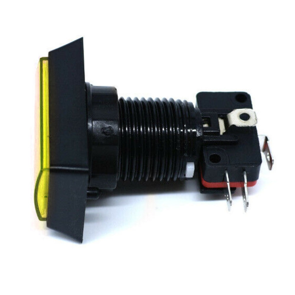 Yellow Arcade Square Rectangle Buttons LED Push Illumilated W/ Microswitch C