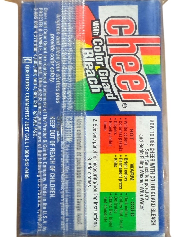 Cheer With Color Guard Bleach Laundry Detergent Sample Size 1990s Sealed New