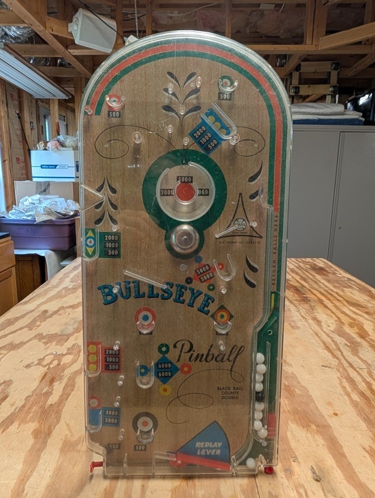 Vintage Marx Bullseye Pinball Machine Tabletop Game