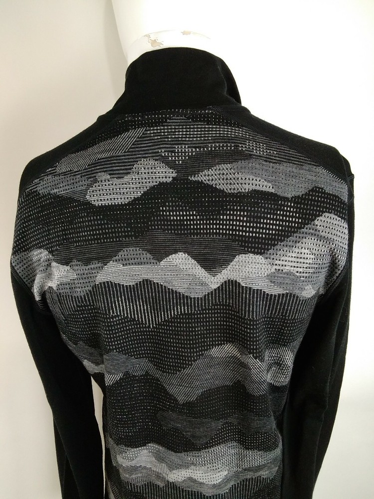 SmartWool Men Classic Thermal Merino B/L Pattern Zip Top Black Medium 16357-K64