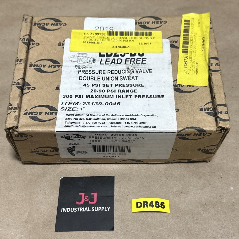 NEW OPEN BOX- Cash Acme EB25-DU Pressure Reducing Valve Double Union Sweat 1”
