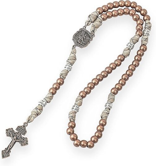 Catholic St. Michael Rosary Necklace 59 Beads Paracord for Travel Unisex