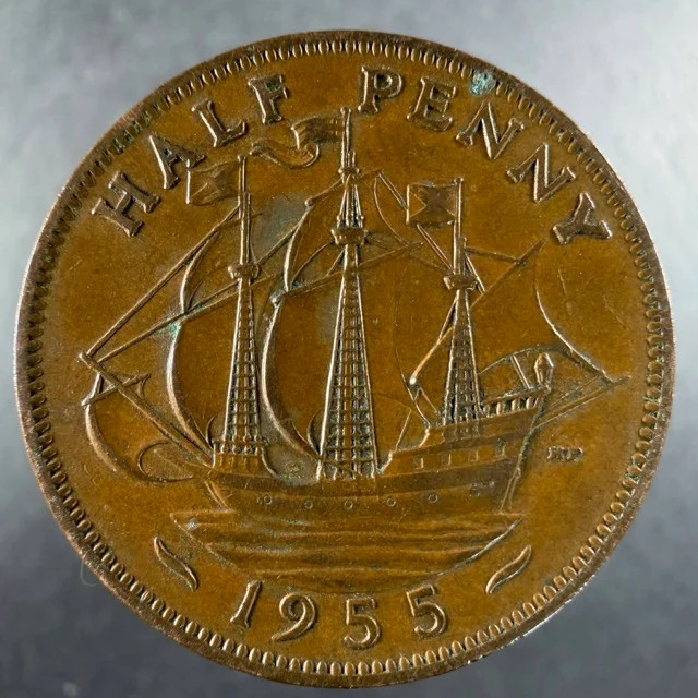 1955 Great Britain Half Penny Choice Example Elizabeth II Bronze