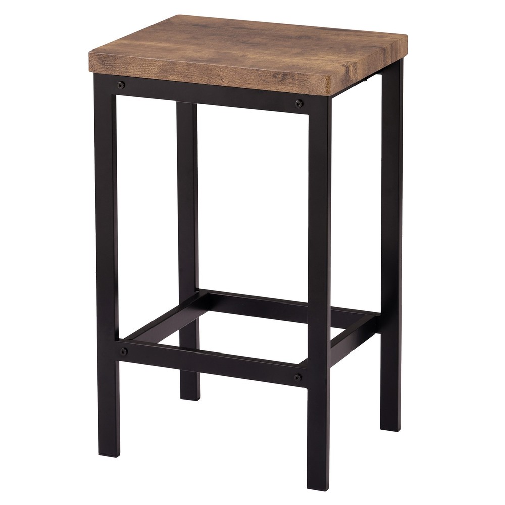 Dining Table Set with 3 Stools Pub Kitchen Set Side Table with Footrest Brown